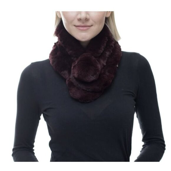 Genuine Rex Rabbit Fur Dark Brown Neck Warmer Scarf By Cejon Accessories‎ Inc. - Picture 2 of 10